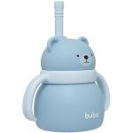 Copo em Silicone com Alça e Canudo Ursinho Azul 200ml (6m+) - Buba