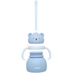 Copo em Silicone com Alça e Canudo Ursinho Azul 200ml (6m+) - Buba
