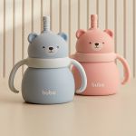 Copo em Silicone com Alça e Canudo Ursinho Azul 200ml (6m+) - Buba