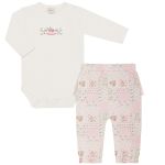 Body longo c/ Calça (Mijão) em algodão egípcio Patchwork - Mini & Co.
