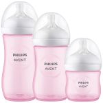 Kit Triplo Mamadeiras Anticólica Pétala 125ml, 260ml e 330ml Rosa (0m+) - Philips Avent