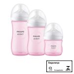 Kit Triplo Mamadeiras Anticólica Pétala 125ml, 260ml e 330ml Rosa (0m+) - Philips Avent