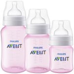 Kit Mamadeiras Anticólica 125ml, 260ml e 330ml Rosa (0m+) - Philips Avent