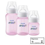 Kit Mamadeiras Anticólica 125ml, 260ml e 330ml Rosa (0m+) - Philips Avent