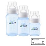 Kit Mamadeiras Anticólica 125ml, 260ml e 330ml Azul (0m+) - Philips Avent