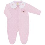 Macacão longo c/ golinha em tricot Poá Rosa - Mini & Co.
