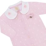 Macacão longo c/ golinha em tricot Poá Rosa - Mini & Co.