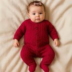 Macacão longo em tricot 100% Algodão Trançado Vermelho - Mini & Co.