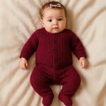 Macacão longo em tricot 100% Algodão Trançado Vinho - Mini & Co.