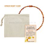 Colar de Âmbar Báltico para bebê Baroque Cognac 32cm Certificado - Bup Baby