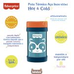 Pote Térmico Aço Inox Hot & Cold 450ml Azul Blueberry (6m+) - Fisher Price