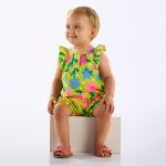 Macacão regata em cotton Floral Verde - Up Baby