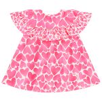 Vestido com Faixa em cotton Corações Rosa - Up Baby