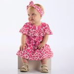 Vestido com Faixa em cotton Corações Rosa - Up Baby