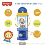Copo com Porta Snack Playful Azul Summer Sky 300ml (12m+) - Fisher Price