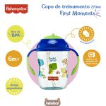 Copo de Treinamento com Canudo First Moments Azul Blueberry Smoothie 270ml (6m+) - Fisher Price