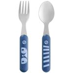Kit Talheres em Aço Inox Hot & Cold Happy Azul (18m+) - Fisher Price
