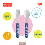 Kit Talheres em Aço Inox Hot & Cold Happy Azul (18m+) - Fisher Price