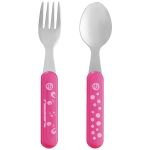 Kit Talheres em Aço Inox Hot & Cold Happy Rosa (18m+) - Fisher Price
