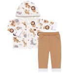 Conjunto Fofinho: Casaco c/ capuz e Calça em algodão egípcio Roar - Mini & Co.