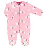 Macacão longo c/ zíper em suedine Cachorrinha Rosa - Up Baby