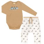 Body longo c/ Calça em cotton Pinguins - Milon
