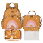 Mochila + Lancheira Térmica + Kit 2 Necessaires + Saquinho Organizador Kids Arco-Íris Boho - Masterbag Kids