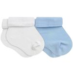 Kit 2 Meias Soquete Recém Nascido Branco Azul - Lupo