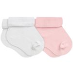 Kit 2 Meias Soquete Recém Nascido Branco Rosa - Lupo