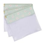 Mala com rodinhas + Bolsa Everyday + Frasqueira Térmica Emy Margaridas Menta - Masterbag