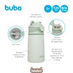 Garrafa Térmica Inox Parede Dupla Ursinho Verde 320ml (3a+) - Buba