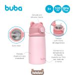 Garrafa Térmica Inox Parede Dupla Ursinho Rosa 320ml (3a+) - Buba