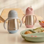 Copo Térmico Inox Parede Dupla com Alça Azul 270ml (18m+) - Buba