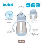 Copo Térmico Inox Parede Dupla com Alça Azul 270ml (18m+) - Buba