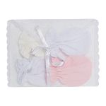 Kit 4 luvas em malha Branca/Marfim/Rosa - Roana