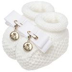 Sapatinho em tricot Medalha Batizado Branco - Roana