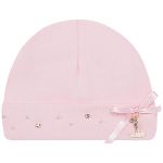 Kit Touca e Luva em algodão egípcio Pérolas & Strass Rosa - Roana
