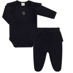 Body longo c/ Calça (Mijão) em ribana Farm - Mini & Co.