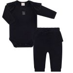 Body longo c/ Calça (Mijão) em ribana Farm - Mini & Co.