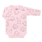 Body longo c/ Calça (mijão) em suedine Elefantes Rosa - Tilly Baby