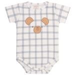 Body curto c/ Short em algodão egípcio Ursinho Brinquedos Xadrez - Mini & Co