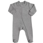 Pack 2 Macacões longos com zíper para bebê em algodão egípcio Urso Mescla - Coquelicot