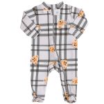 Pack 2 Macacões longos com zíper para bebê em algodão egípcio Urso Mescla - Coquelicot