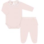 Body longo golinha c/ Calça (Mijão) em algodão egípcio Cachorrinhas - Mini & Co.