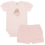 Body curto c/ Short babadinhos em algodão egípcio Cachorrinhas - Mini & Co.