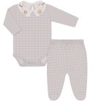 Body longo golinha c/ Calça (Mijão) em algodão egípcio Cachorrinhos - Mini & Co.