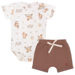 Body curto c/ Short em algodão egípcio Cavalinhos - Mini & Co