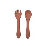 Garfo e Colher de Silicone Piccolo Terracota (6m+) - Infanti