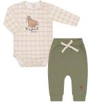 Body longo c/ Calça em algodão egípcio Cavalinhos Xadrez - Mini & Co.