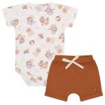 Body curto c/ Short em algodão egípcio Cachorrinhos - Mini & Co